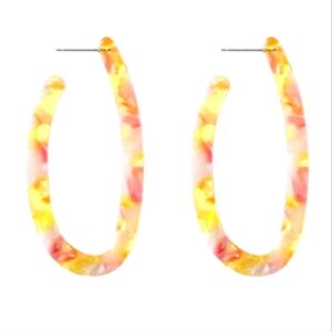 Open Oval Multicolor Acrylic Hoop Earrings